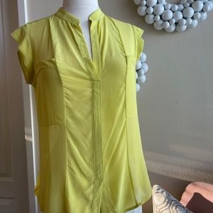 BCBG MAXAZRIA Addison Silk Sleeveless Yellow Blouse